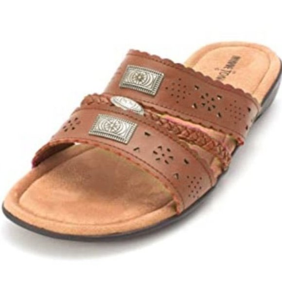MINNETONKA Gayle leather wedge Western sandal 🧚‍♀️ - Picture 1 of 8
